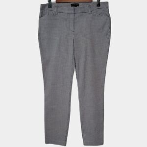 Adrienne Vittadini Black & White Plaid Slim Fit Stretch Cropped Pants Size 10